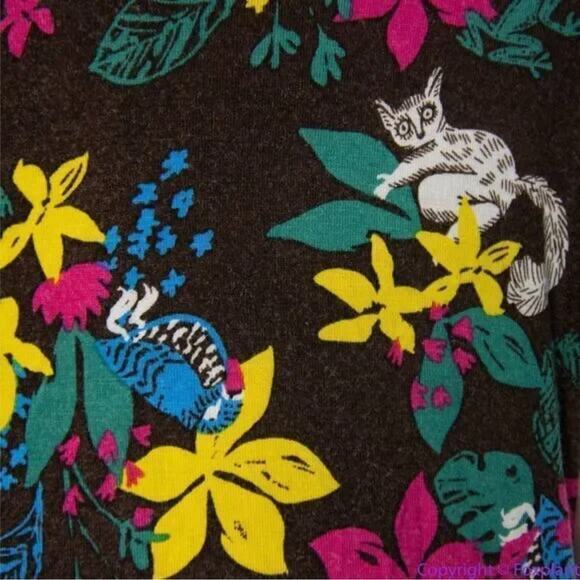 Modcloth Jungle Print Knit Dress, white cat blue bird,‎ ring tailed lemur, XL - Picture 14 of 16